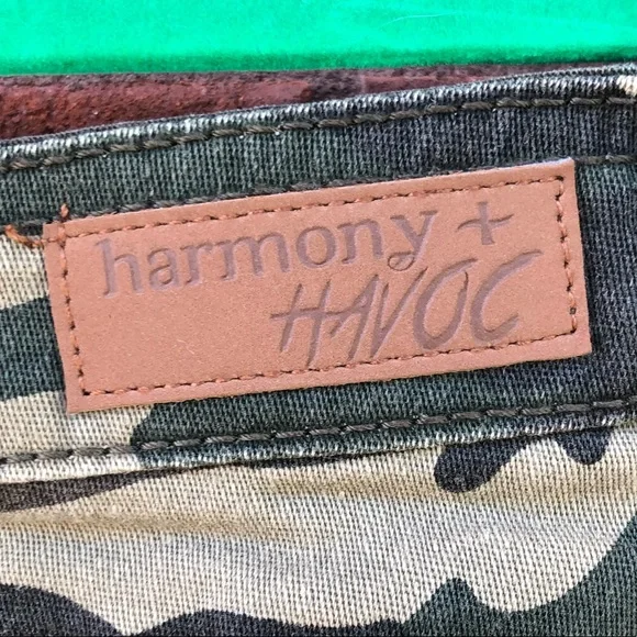Harmony & Havoc 3 Camo Distressed Skinny High Waist Jeans NWT New - Picture 8 of 11